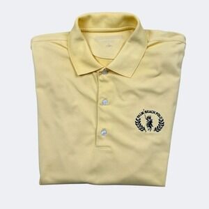 Greg Norman Polo Shirt Mens Large Yellow Palm Beach Polo Golf Embroidered Logo